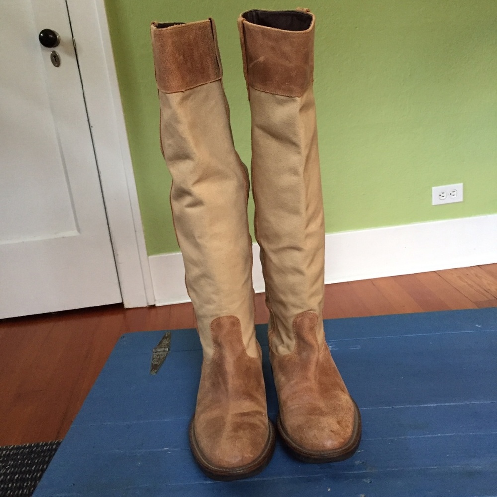 Camper Canvas and Leather Riding Boots